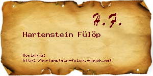 Hartenstein Fülöp névjegykártya